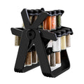 18 Pcs ABS Ferris Wheel Rotary Glass Seasoning Pepper Salt Spice Cruet Bottle Set With Stand Holder