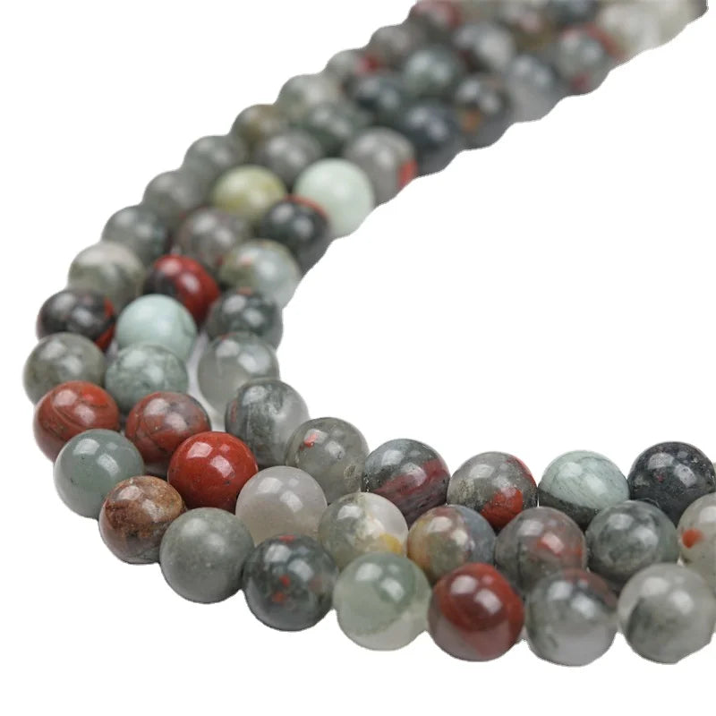 African Natural Bloodstone Round Loose Healing Gemstone Mala Beads Jewelrytopia Model 02477-1 CNAS Certified
