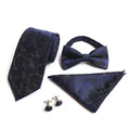 Factory Direct Necktie Bowtie Pocket Square Cufflinks Set Paisley Polyester tie For Men Party Gift