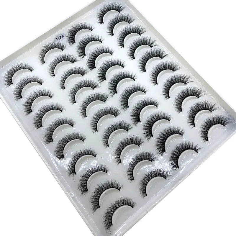 20 Pairs Russian Luxury for Strip Lashes DD for Natural Synthetic Hair False Eyelashes Thick 25-30 Wears Strips for Pack 4