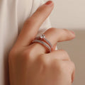 2Pcs/Set Diamond Minimalist Rings Double Layer Temperament Gold Plated Engagement Wedding Diamond Ring Valentine's Day Gifts