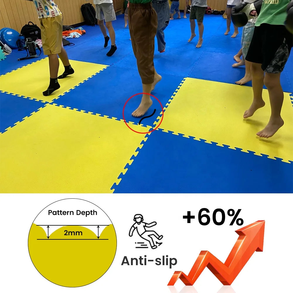 LINYIQUEEN Premium Quality Dojo Yellow and Blue Eva Interlocking Mats for Boxing Taekwondo