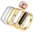 Gothic INS Signet Rings Women Men Punk Black Oil Pinky Ring Gold Color Tone Stainless Steel Chunky Teens Fraternal Jewelry