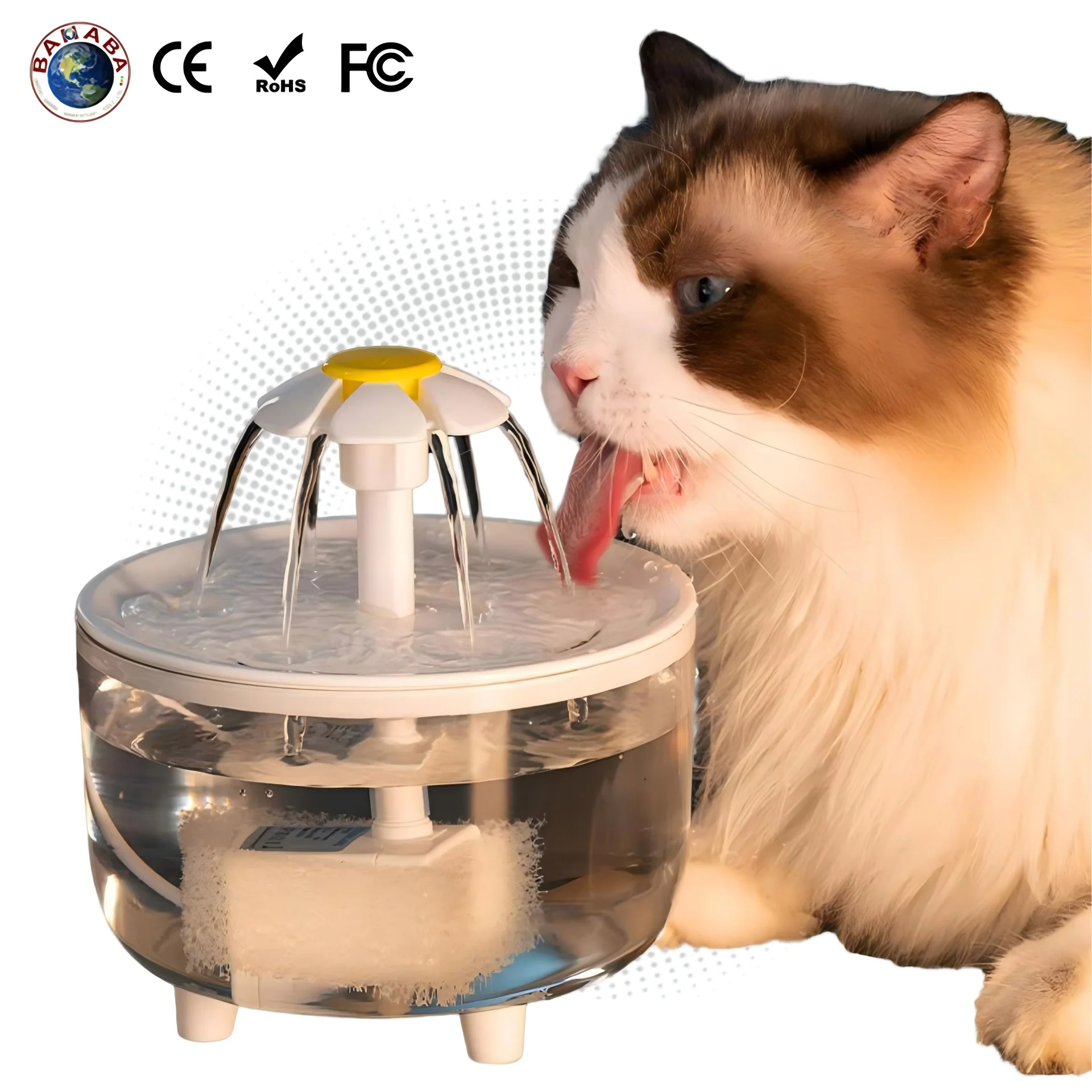 Eco-Friendly Cat Pet Water Feeder Water Dispenser Automatic Popular Flower Drinking Device Water Fountain with Charge for Pets