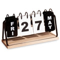 Wood Block Perpetual Calendar Month Week Date Display Bamboo Metal Flip Wooden Classic Perpetual Calendar