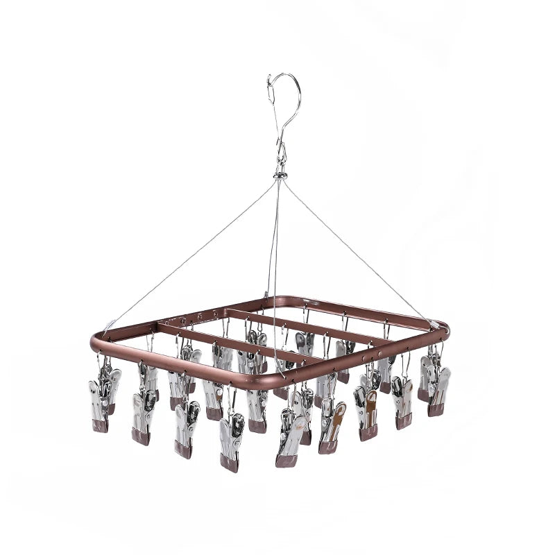 Customized 26 Clips Windproof Portable Multifunctional Clothes Hanger Baby Diaper Sock Cloth Rack Hange