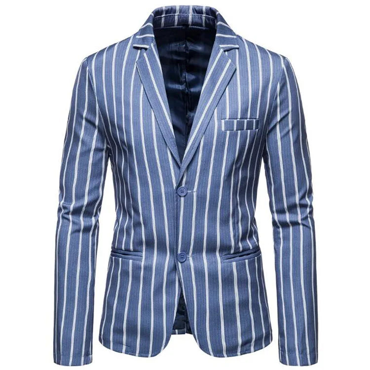 Autumn Fashion Men Blazer Daily Single Breasted Stripe Style Casual Blazers Loose Style Male Clothing