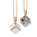 New Arrival DIY 3D Cube Photo Frame Necklace Sublimation Dice Cube Necklace with 6 Inserts