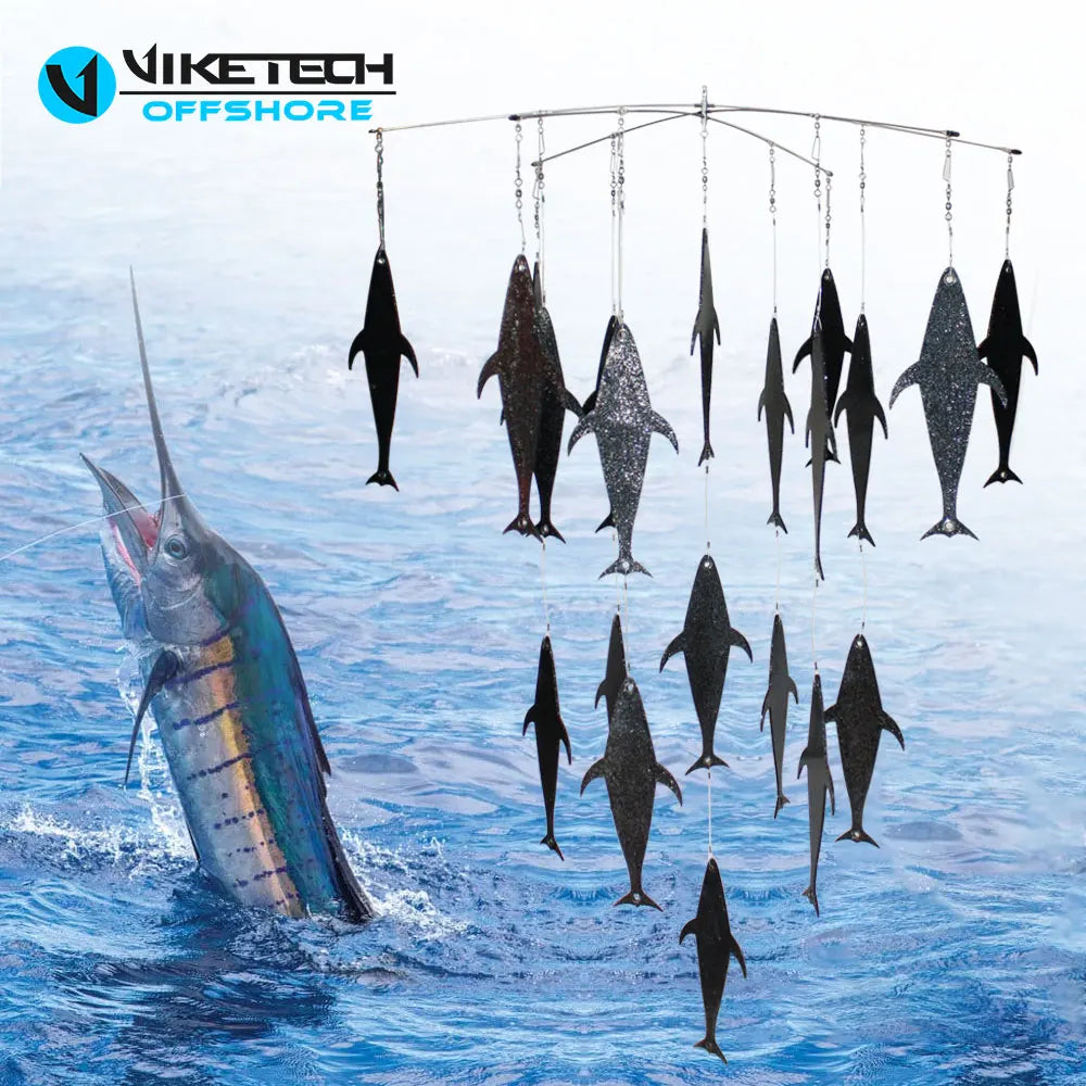 Flap Dredge Kit 36inch Stainless Steel Flap Dredge Set Dredge Teasers Tuna Shark Marlin Fishing Tackle Big Game Bait