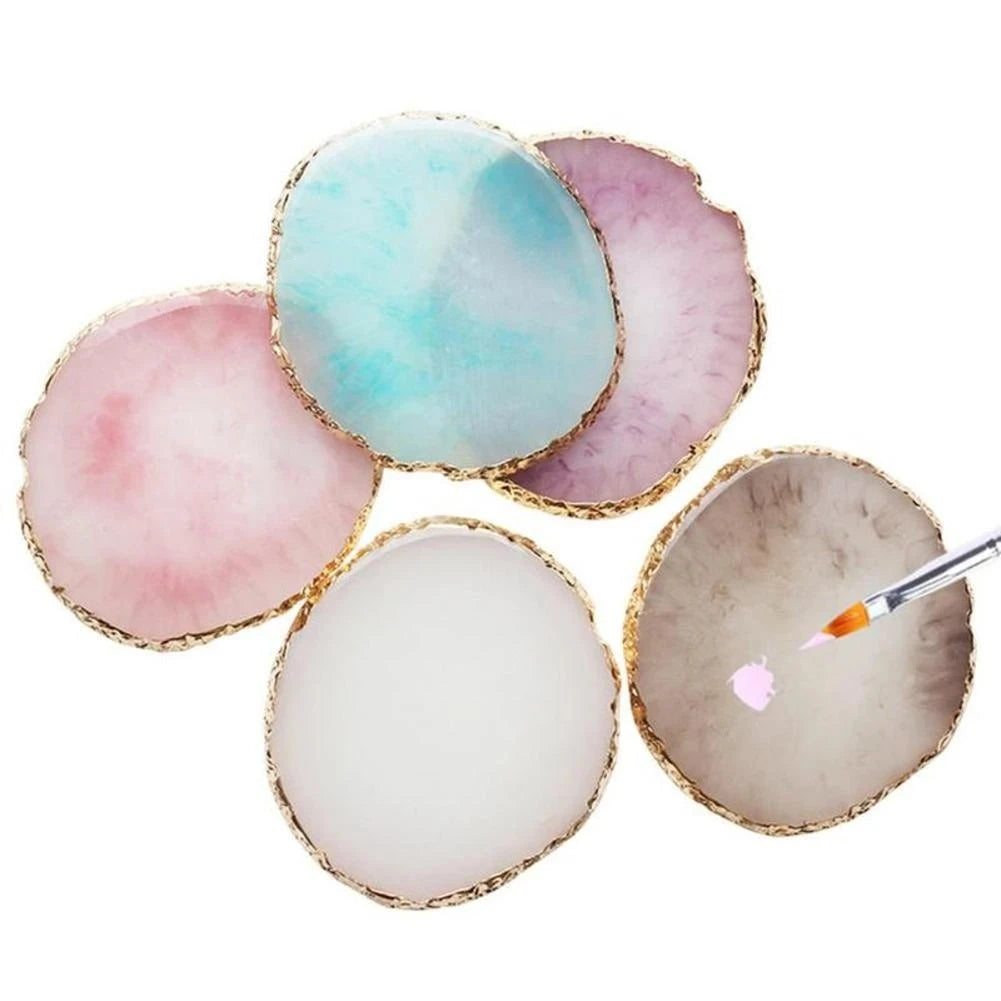 Resin Jade Stone Palette Eyelash Extensions Color Jade Stone False Nail Gel Polish Foundation Mix Polish Pallet Makeup Cosmetics