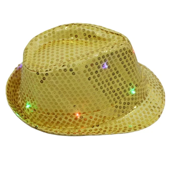 Adult & Kid LED Light-Up Sequin Fedora Hat Women's Derby Cap for Party Costumes & Dance Accessories Promotional Party Supplies
