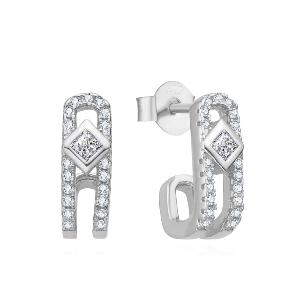 POLIVA 925 Sterling Silver Rhodium Plated Special  Anniversary Stud Zircon Earrings for Women