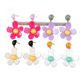 Korean Fashion Flower Jewelry Colored Resin Accessories Cute Floral Pendant Simple Daily Acrylic Drop Earrings for Women