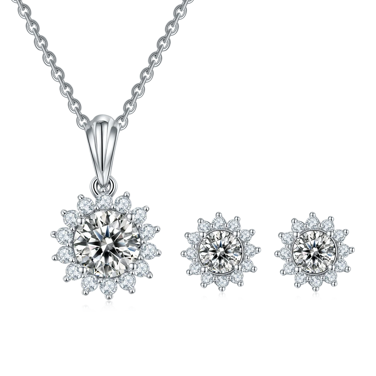 Factory Hot Sale Delicate Vvs 1 Bracelet Moissanite Necklace Woman Stud Earrings Passing Test Jewelry Sets for Engagement