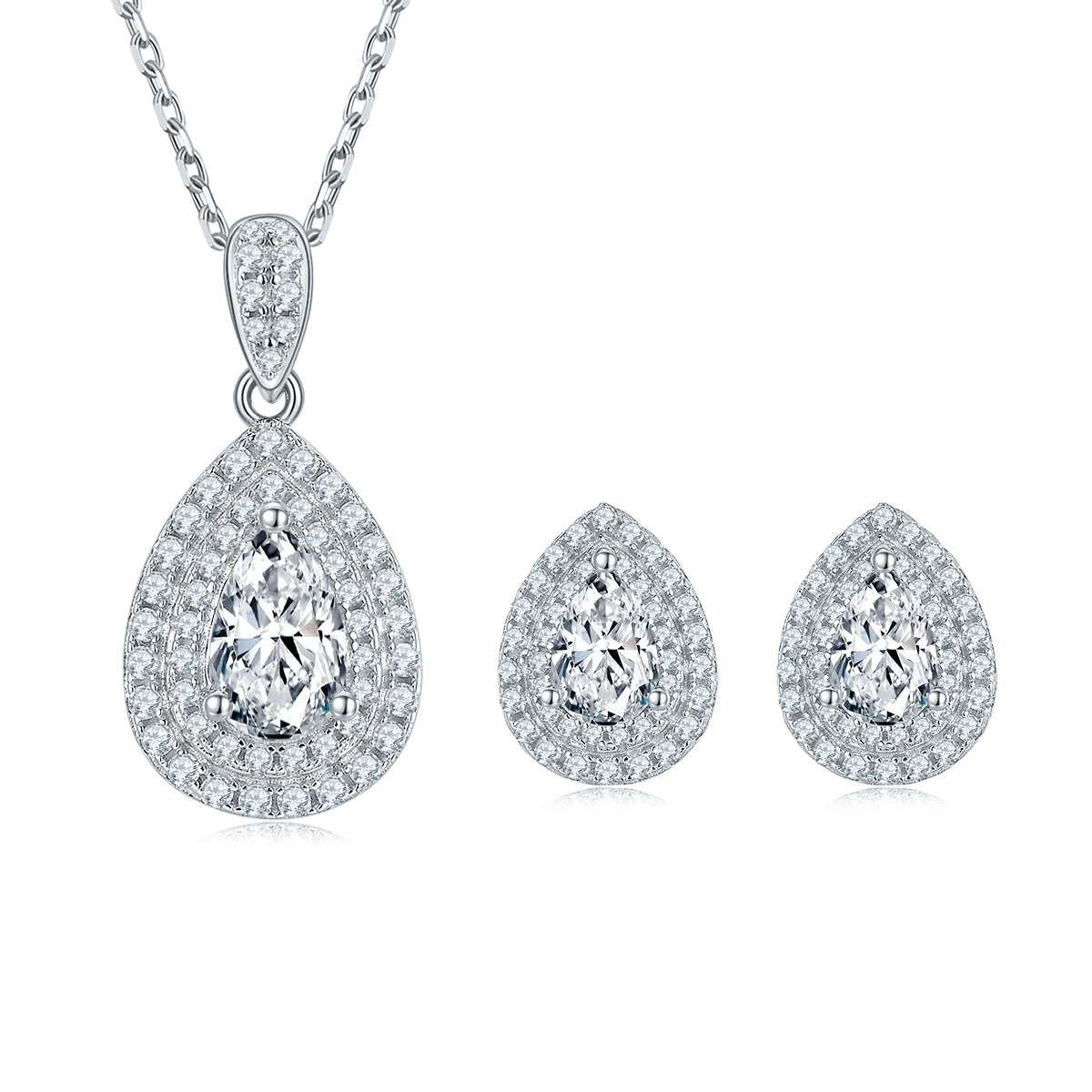 GRA Certified Hot Sale Moissanite Pendant Set for Women Pear Cut for Wedding and Party Bridal Jewelry Set
