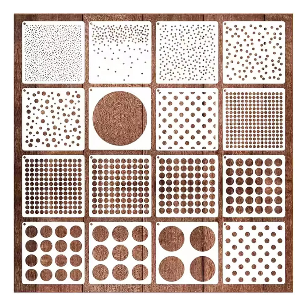 16 Pieces Bubble Geometric Craft Stencil Polka Dot Stencils Mixed Media Circle Stencil
