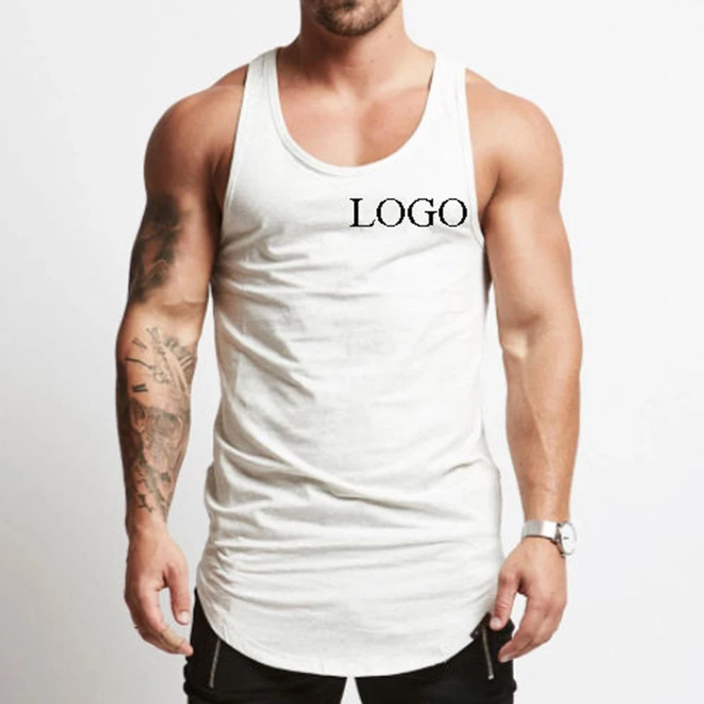 Custom Logo Jogger Workout Hooded Bodybuilding Muscle Men'S Sleeveless Gym Hoodie Cut Cotton Tank Tops Men