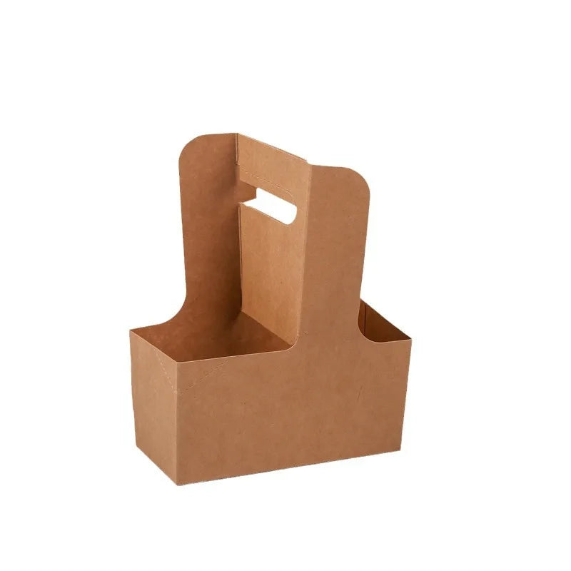 Hot Sale Biodegradable Bubble Tea Cup Holder Disposable Sugarcane Coffee Cup Tray for Take-out Takeaway Box Plates
