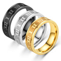 Fashion 3 Colour Anxiety Gold Stainless Steel Jewelry Engagement Wedding Rings with Roman Numerals  for Men and Women