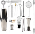 23 Pieces Hot Sell Matt Black Stainless Steel Cocktail Shaker Set Stylish Bamboo Stand 700ml Capacity Eco-Friendly Bar Tools