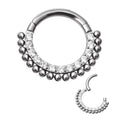 Wholesale G23 Titanium Hinged Front Ring with Pave CZ Segment Zircon Ball Weld Side Body Jewelry Piercing Segment Hoop