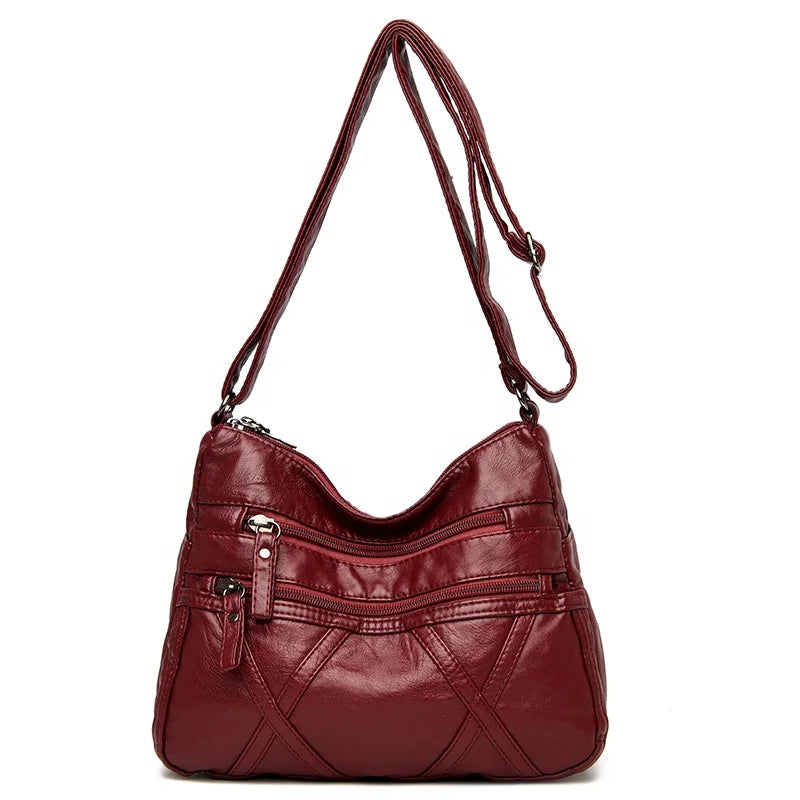 Vintage Washed Leather Ladies Shoulder Bag Fashion Luxury Ladies Messenger Bag