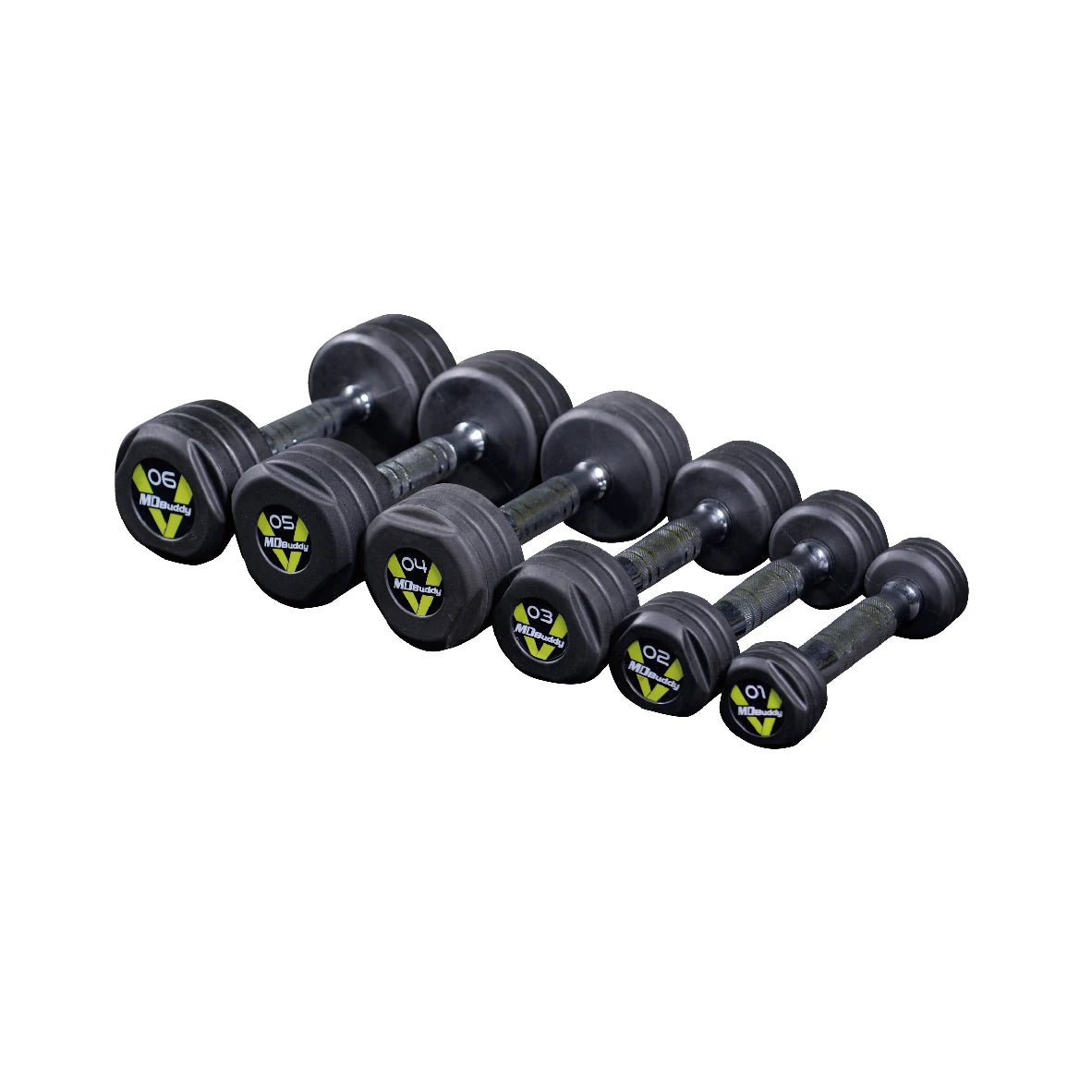 MDBuddy Weight Rubber Coated Cast Iron Black Dumbbell for Exercises