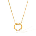 New Arrival 18K Gold Plated Hollow Zircon Pendant Necklace Classic Style Stainless Steel Oval Link Chain Women Wedding Party