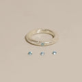 Aimgal Women's Party Simple Niche Aquamarine Ring Frosted Italy Brushed Texture Stackable S925 Silver Rhodium-plated