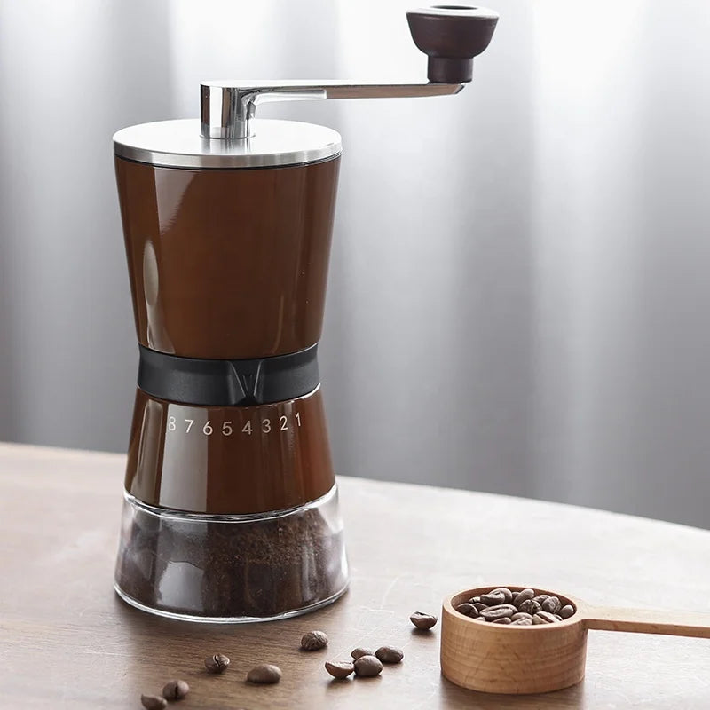 2025 New Color 304 Stainless Steel Ceramic Burr Portable Hand Manual Coffee Beans Grinder with Commercial
