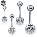 10Pcs 14G Titanium Navel Ring with Double Gem Cubic Zirconia Belly Rings Externally Threaded Belly Button Piercing