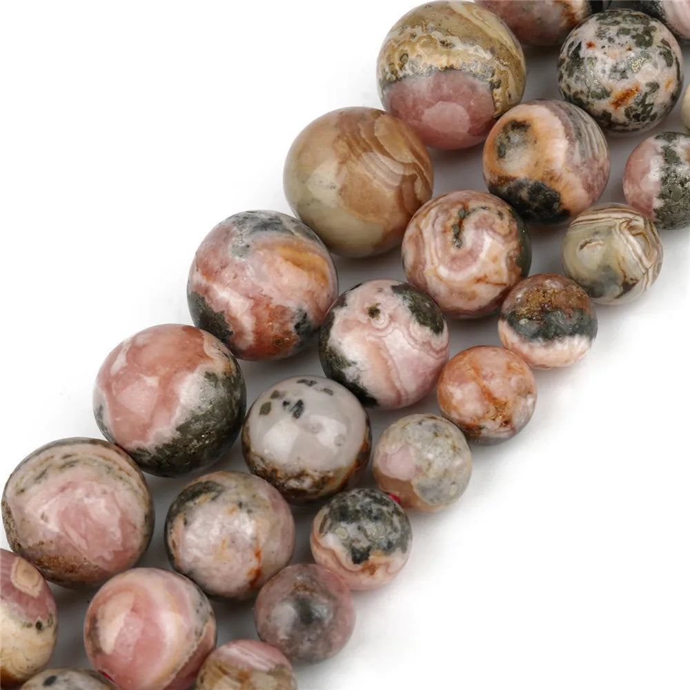 Wholesale Natural Mineral Argentina Rhodochrosite Semi-precious Gemstone Loose Beads 6mm/8mm/10mm 38cm Strand Necklace Kuoyu
