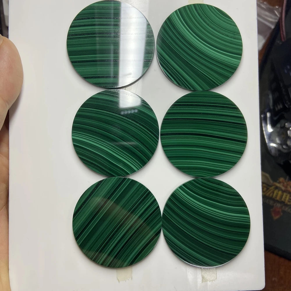 HQ GEMS 40x2mm Africa Malachite Stone Round Plate Disc Black Malachite for Jewelry