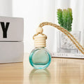 10ml Wooden Lid Gradient Colorful Glass Empty Refilling Flat Round Shape Car Hanging Perfume Bottle Diffuser Packaging