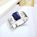 YH JEWELLERY Wholesale S925 Blue Sapphire Zircon Men'S Ring 925 Sterling Silver Unique Design Ladies Promise Ring