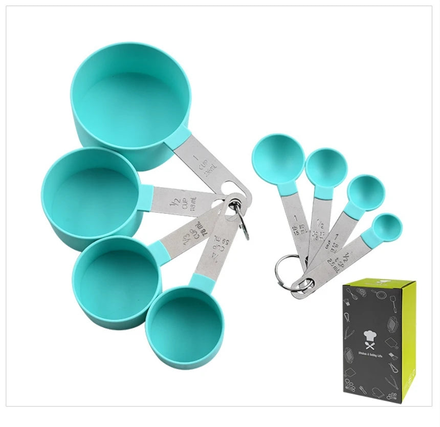 Cheap Kitchen Measuring Tools Plastic Measuring Spoons Stainless Steel Measuring Cups and Spoons Set of 8 Pieces Set