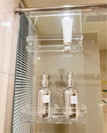 2-Tier Acrylic Shower Organizer Door Shower Caddy with Rustproof Shelf Hooks Hanging Shower Caddy Without Drilling for Bathrooms