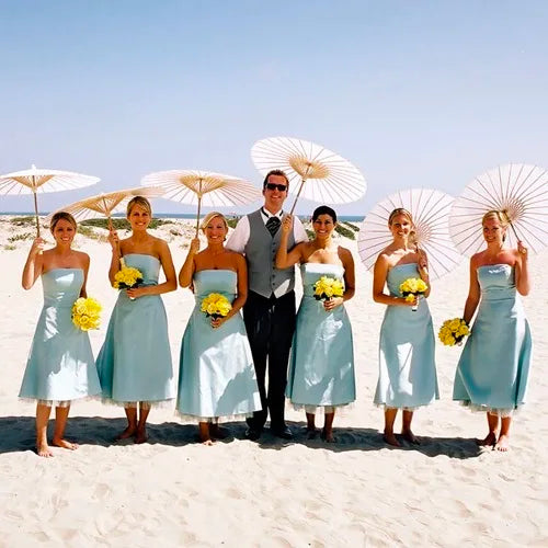 In STOCK White Manual Straight Paper Umbrellas for Wedding Guests Eco-friendly Outdoor Wedding Souvenirs