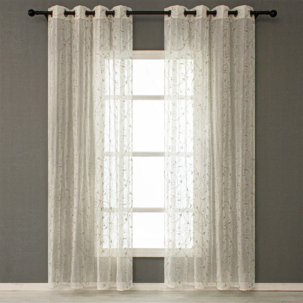 Wholesale Traditional Fancy Decor Geometric Sheer Embroidery Tulle Curtains Drapes Embroidered Design for Home Use