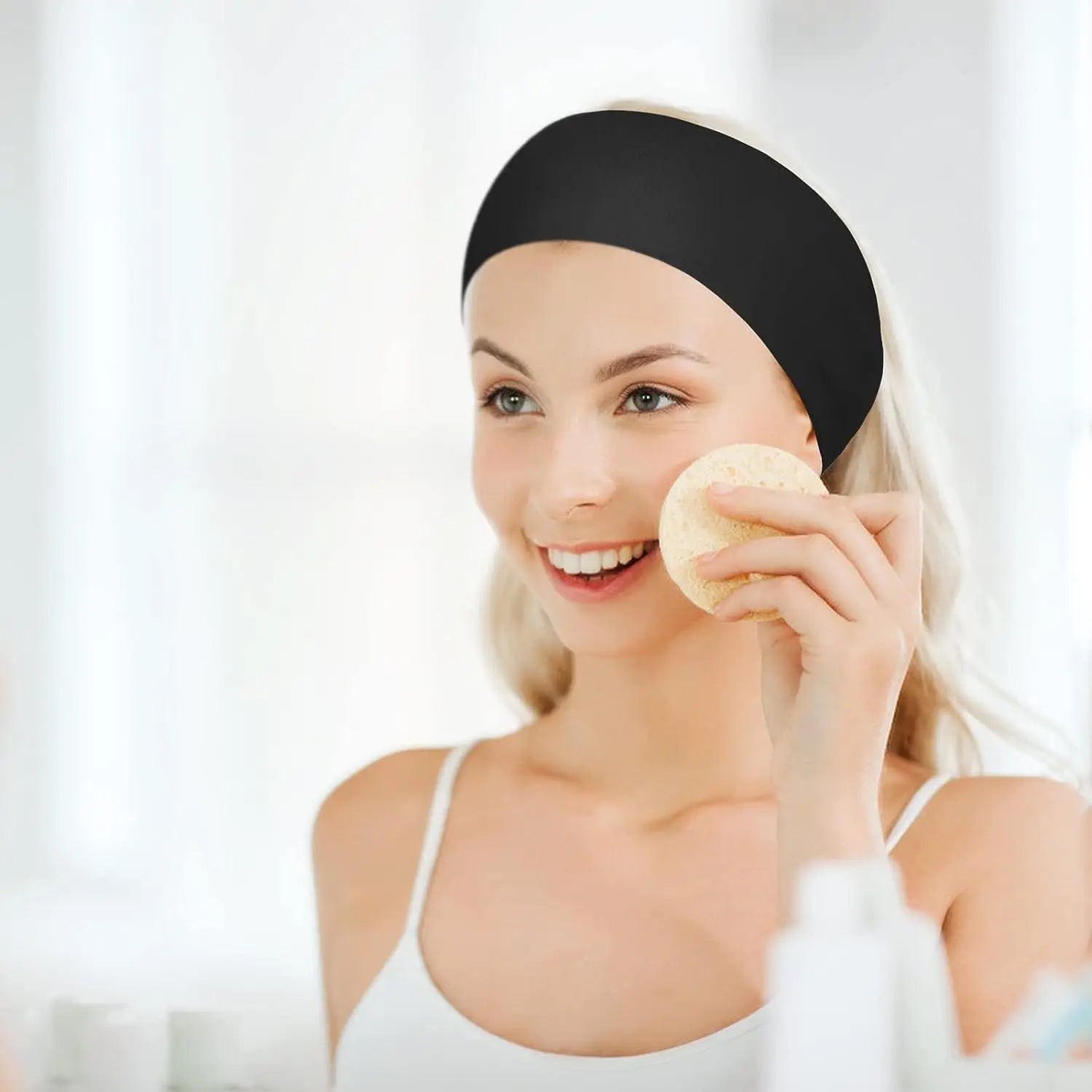 Disposable Headbands for Spa Treatments White Headbands With Hook and Loop Closure. Elastic Spa Headbands Soft Flexible Material