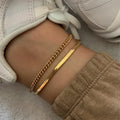 3mm Miami Cuban Chain Snake Chain Anklets for Women Stacking Gold Plated 316L Stainless Steel Anklets