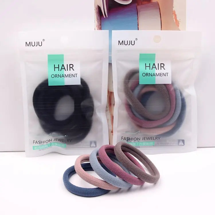 5-Piece Set of Large Seamless Hair Ties Fashionable Mounted Hair Accessories for Women Directly From Korea