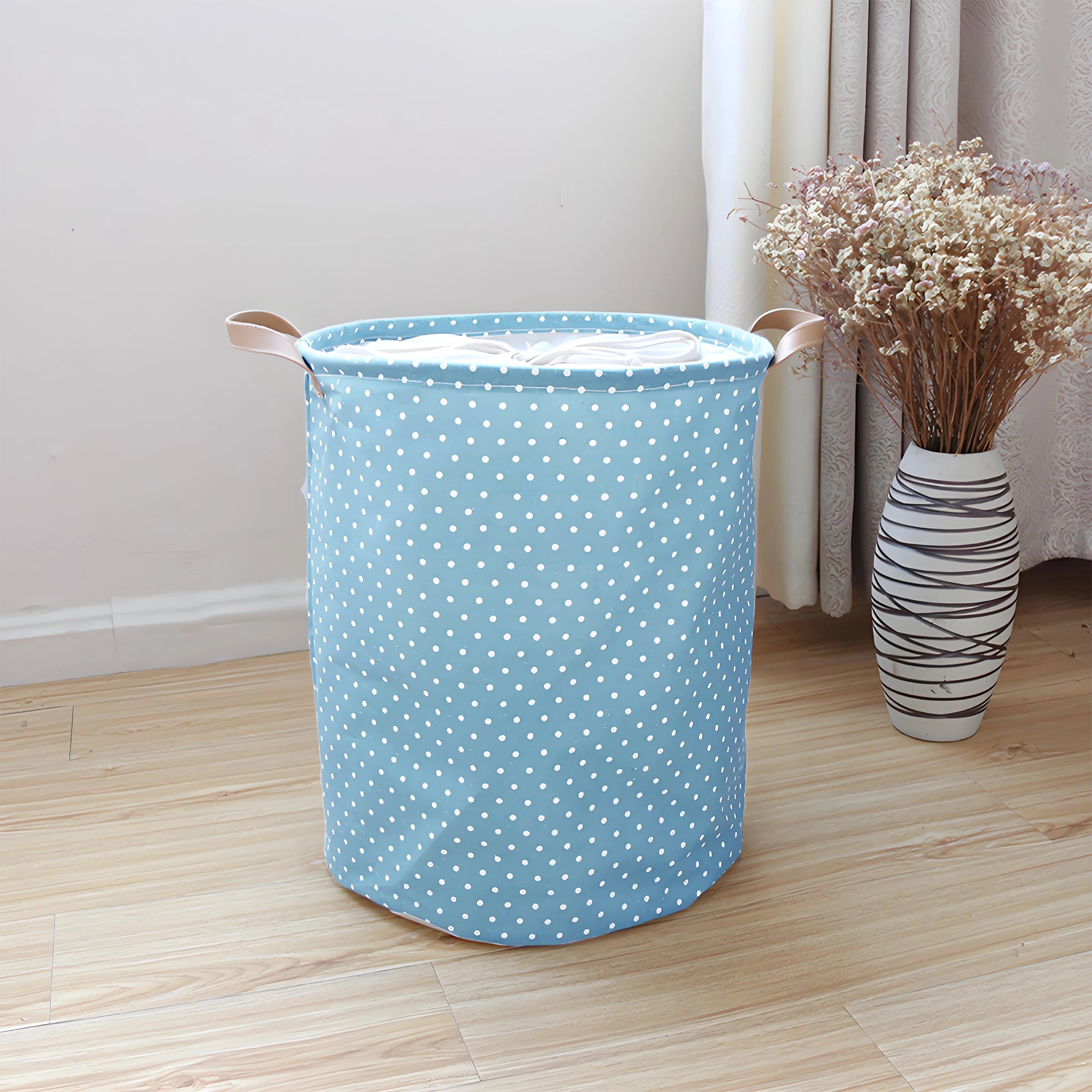 Cozy Cylinder Laundry Basket with Classic Design Custom Logo Foldable Storage Bag Handle for Dirty Clothes