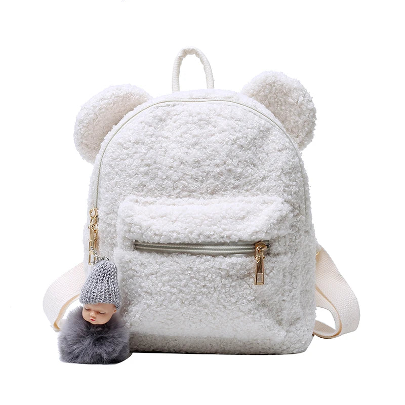 Best Selling  Plush Teddy Bear Backpack with Ear Kids School Bag for Women Furry Shoulder Bag with Cute Design
