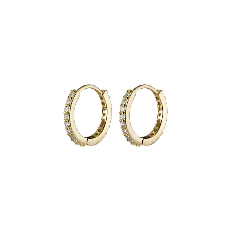 Daidan Earrings 925 Sterling Silver Earings Women Trendy 10 12 14 16mm Hollow Round Zirconia Jewelry Huggie Hoop Earrings