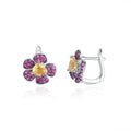 Abiding Natural Citrine Gemstone Flower Earring 925 Sterling Silver Clip on Earring Jewelry Women for Bridal
