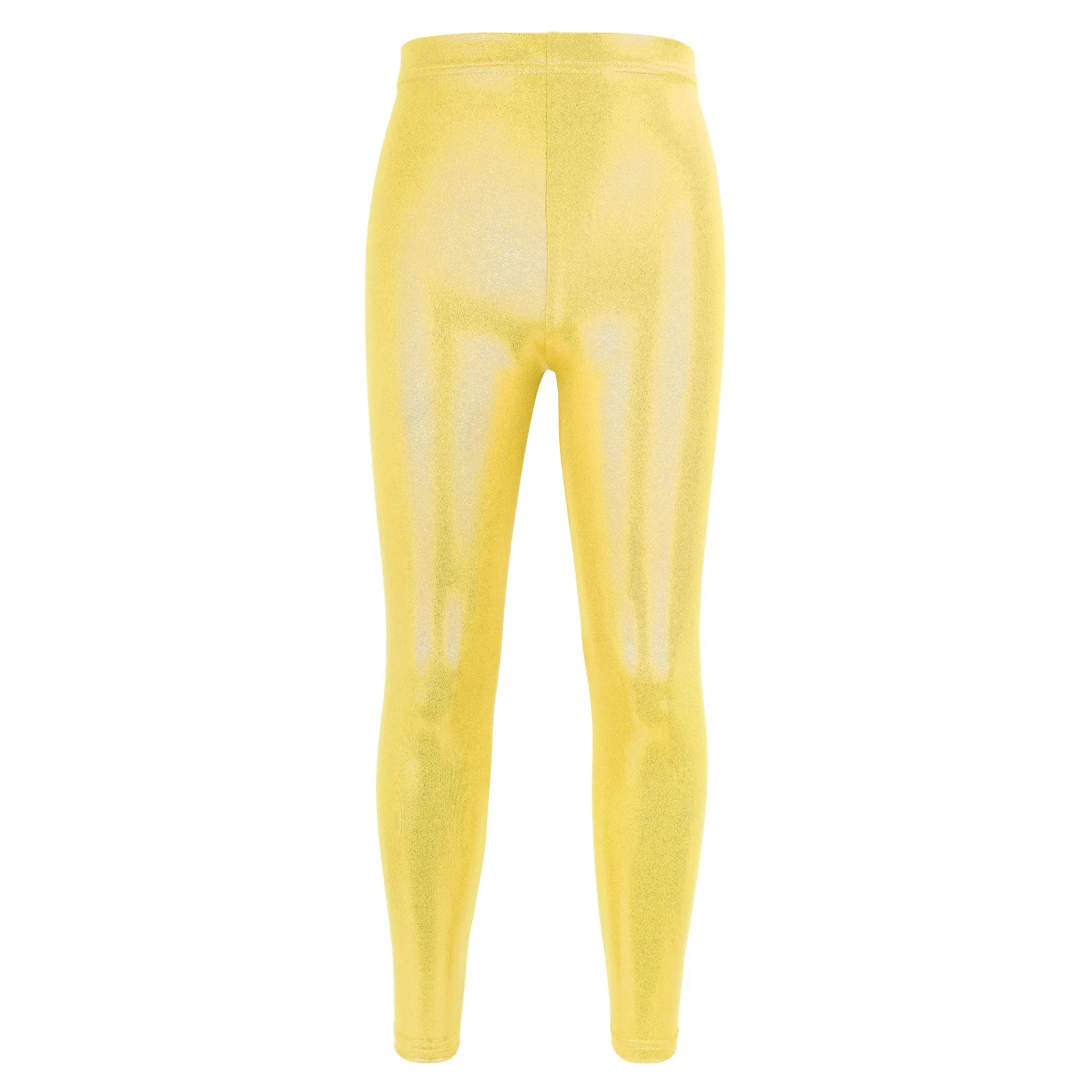 Kids Girls Shiny Metallic Solid Skinny Pants Leggings for Ballet Skate Yoga Gymnastics Stage Performances Dance Costumes