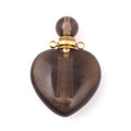 Hongzhuo Smoky Quartz Gemstone Gold Plated Heart Shape Perfume Bottle Pendant for Necklaces Healing Crystals Jewelry