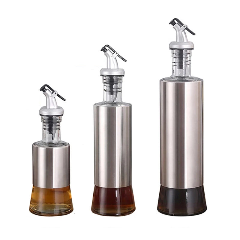 Stainless Steel Kitchen Sprayer Seasoning Container Set Metal Olive Oil Dispenser Bottle Spray Bottle for Kitchen Use