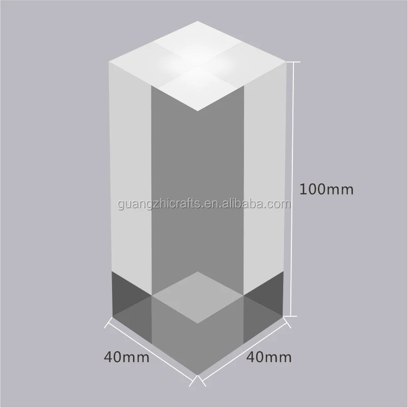 Recycled Transparent Cast Blank Acrylic Block 40x40x100mm Clear Solid Block Acrylic Cosmetics Display Block